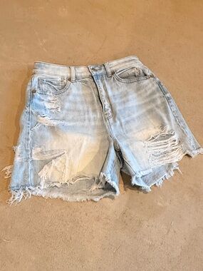 American Eagle Outfitters Light Blue Distressed Denim Cutoff Shorts